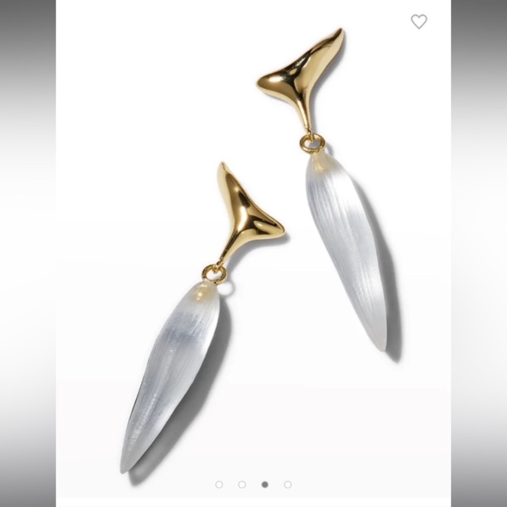 ALEXIS BITTAR • NEW Blue Grey Lucite Molten Gold Metal Spear Drop Post Earrings - Picture 7 of 13